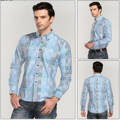 藍(lán)色小彩格襯衫