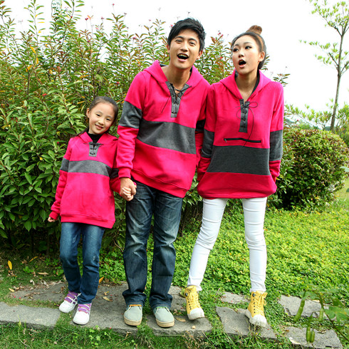 因為愛親子冬裝枚紅色系列