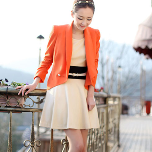 薇蓮橘色簡潔小外套