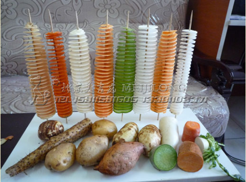 美吉龍旋轉(zhuǎn)薯塔機(jī)加盟項(xiàng)目--旋切原料