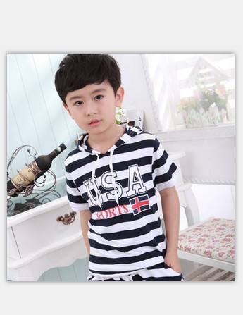 藍米鼠條紋休閑男裝