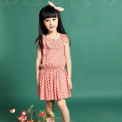 小喇叭波點連衣裙