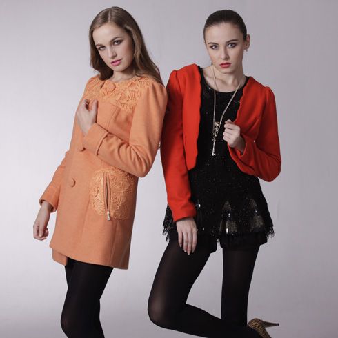 圓領長外套+短款西裝小外套