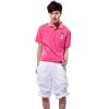 捷路休閑運(yùn)動(dòng)服裝男款-粉紅色休閑T恤上衣純白色休閑褲搭配