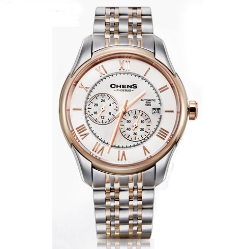 瑞士CHENS手表產(chǎn)品-男表PBS001-2-11T-11M白盤玫瑰金鋼帶