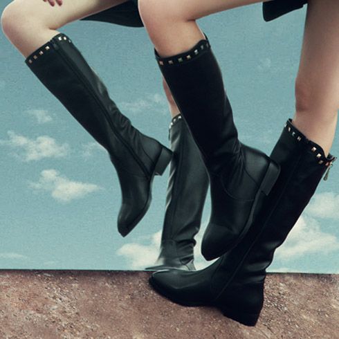 安妮女鞋產(chǎn)品-安妮女鞋冬季新品時(shí)裝歐美真皮中筒靴休閑女鞋