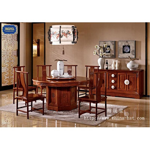 深圳瀚晟堂鼎晟祥瑞紅木餐桌椅，新中式餐廳家具，大果紫檀家具，高檔餐廳家具