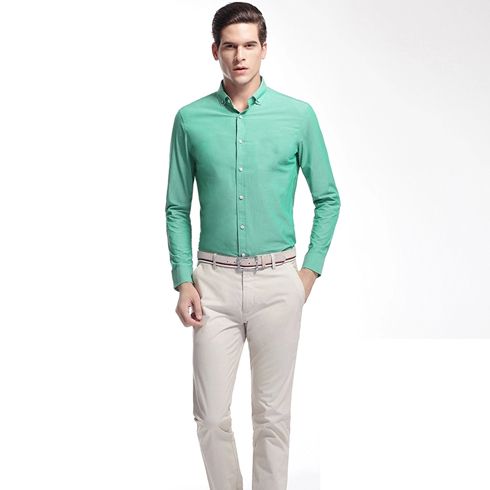 優(yōu)品優(yōu)男淺綠長(zhǎng)袖襯衫