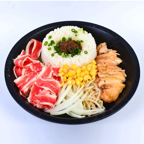 板燒廚房快餐-肥牛雞排雙拼