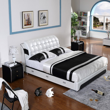 廠家直銷 現(xiàn)代簡(jiǎn)約真皮雙人婚床 特價(jià)高檔創(chuàng)意臥室皮床 可定制