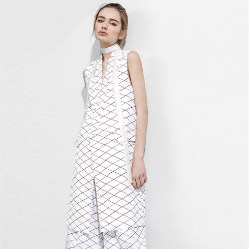 無(wú)袖馬甲闊腿褲套裝