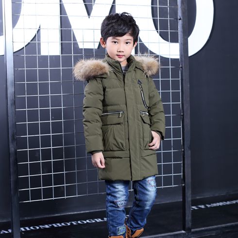 貝蕾爾-中長款英倫風男童軍綠色羽絨服外套&nbsp;&nbsp;