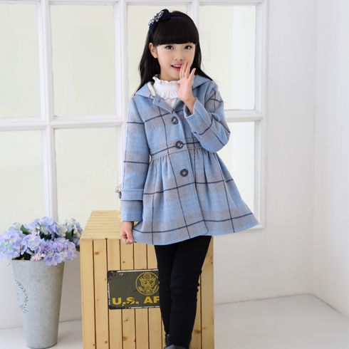 貝蕾爾-格子外套童裝連帽中長(zhǎng)款&nbsp;&nbsp;
