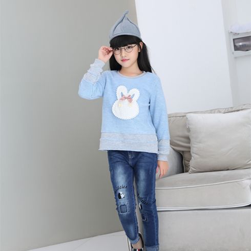 貝蕾爾-藍色長袖萌萌兔女童