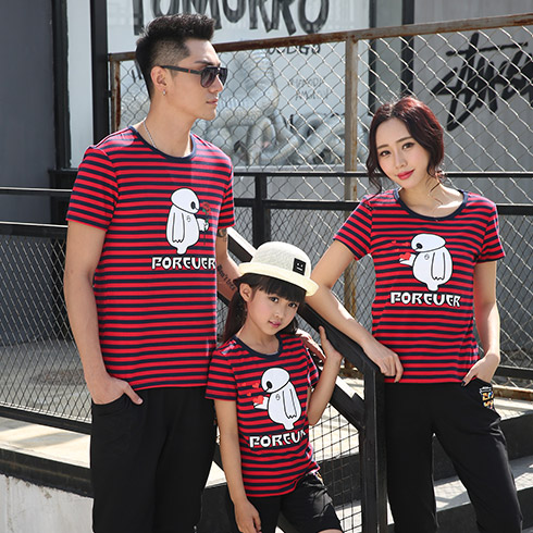 甜蜜風親子裝-大白紅黑條紋裝