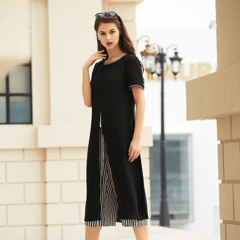 金蝶茜妮女裝-純色優(yōu)雅長(zhǎng)款兩件套