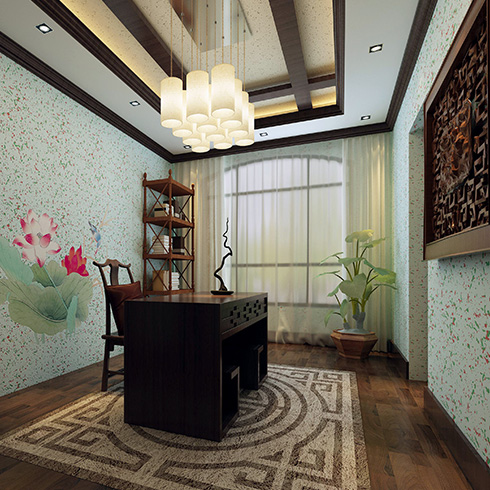 科溫士水性彩色顆粒漆-山水畫(huà)裝修效果圖