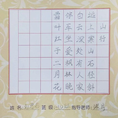 TOP狀元全語文培訓(xùn)-古詩字帖展示