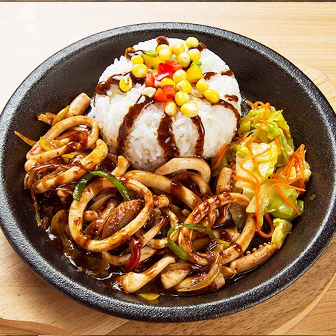 三個(gè)大叔黑椒牛肉飯-黑椒魷魚(yú)飯