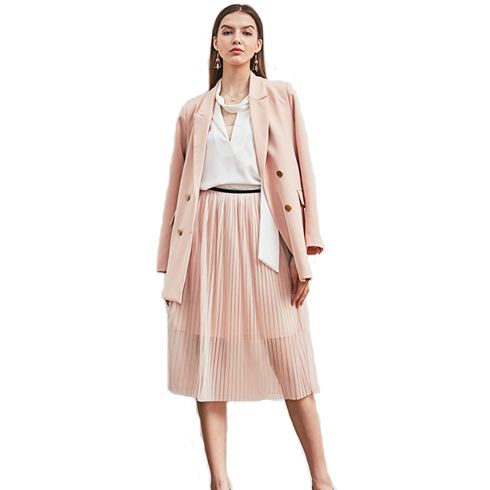 艾麗哲女裝-秋冬復(fù)古雙扣百褶裙配搭