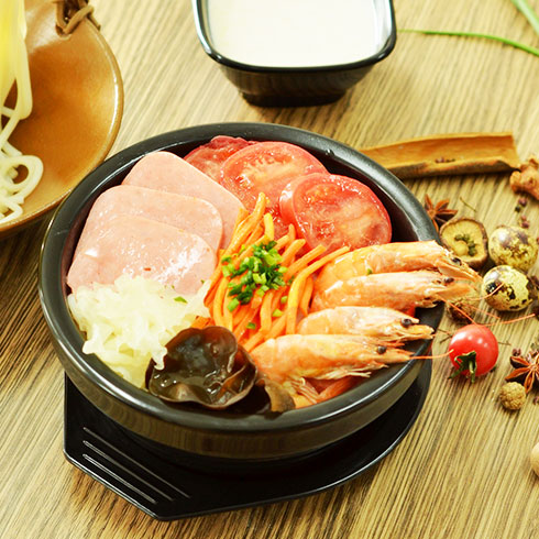 木板凳煎餅果子-鮮蝦過(guò)橋米線