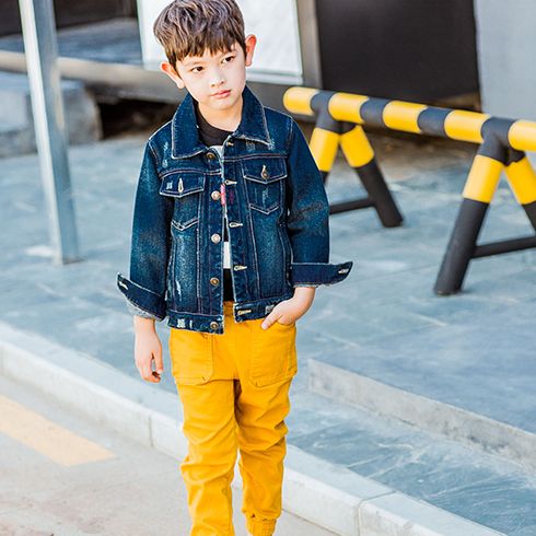 巴布兔韓派童裝-深藍(lán)色牛仔外套