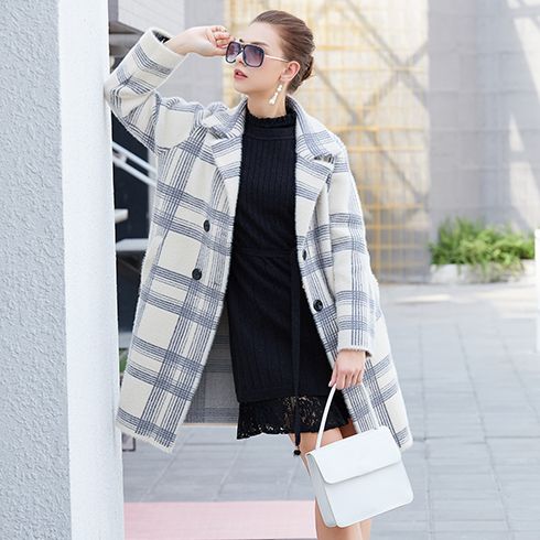 金蝶茜妮女裝-毛呢格子大衣