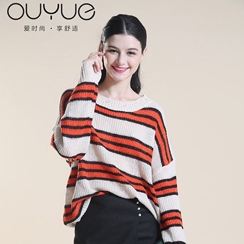 歐玥時尚女裝-寬松條紋毛衣