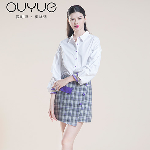 歐玥時尚女裝-不規(guī)則毛呢半身裙套裝