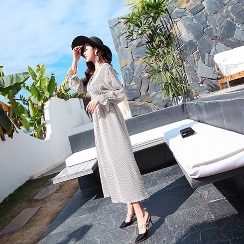 Ei.依衣女裝-細(xì)格修身長裙